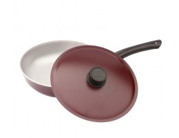 БЛ А263Д Сковорідка  д26см з рiвним дном алюм. з криш. Декор