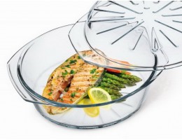 Кастрюля стеклянная для запекания Simax 2,5 л круглая рифленая (s6176-6186/P)