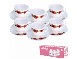   S&T30055 Набiр чайний 12пр.Червоний мак 190 мл