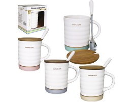 Чашка з кришкою та ложкою 380мл Simple life S&T20614