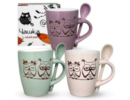 Чашка з ложкою 320мл Сови S&T2167-15