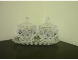 Набір ємністей з кришками на підставці Crystal 3пр 2шт*20*12*11cm под/