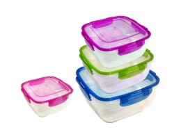 ВТ 94081 Набiр контейнерiв 4шт( 275,500,900,1500мл)кольорова кришка