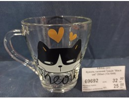 Кружка стеклянная Грация "Black cat" 250мл (13c1649)