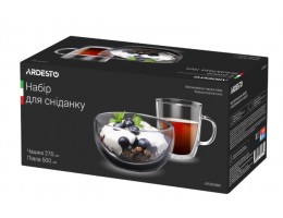  Набір для сніданку(чашка 270мл/піала 500мл) Ardesto, з подвійAR2650BG