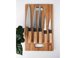 Набір ножів 5 предметів з нержавіючої сталі та бамбуковою ручкою Ardesto Gemini AR2101SA