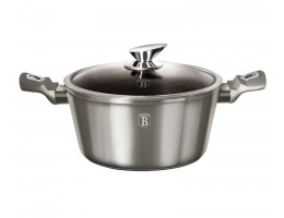 Кастрюля 6 л с кованого алюминия и стеклянной крышкой 24 см Berlinger Haus Carbon Metallic Line BH 1247N