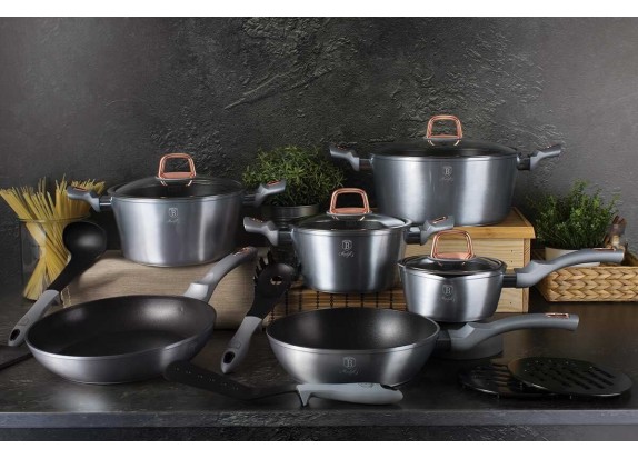 Набор кухонной посуды 15 предметов Berlinger Haus с мраморным покрытием Moonlight Edition BH 6022