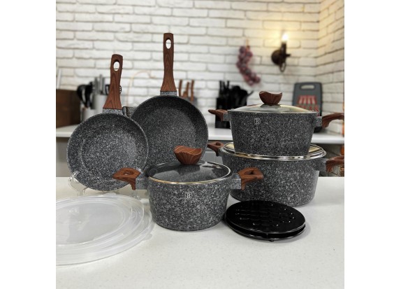 Набор кухонной посуды 13 предметов Berlinger Haus из кованого алюминия и гранитным покрытием Forest Original Brown Line BH-6197