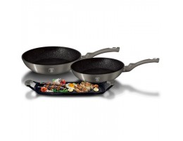 Набір сковорідок Ø22см, Ø26см та гриль-панель 36х23см Berlinger Haus з кованого алюмінію BH-1670