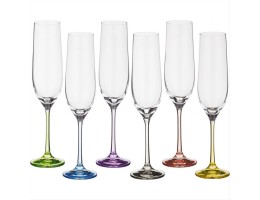 Набор бокалов для шампанского 6 шт 190 мл Bohemia Rainbow 40729 190S D4641