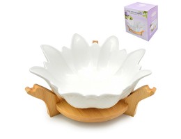 S-N MC3849-12 Блюдо фарфорове Лотос на бамбук.пiдставцi 30см
