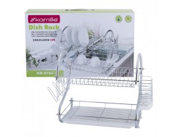 Сушарка для посуду двоярусна 55х24,5х36см із хромованої сталі Kamille АМА-0764
