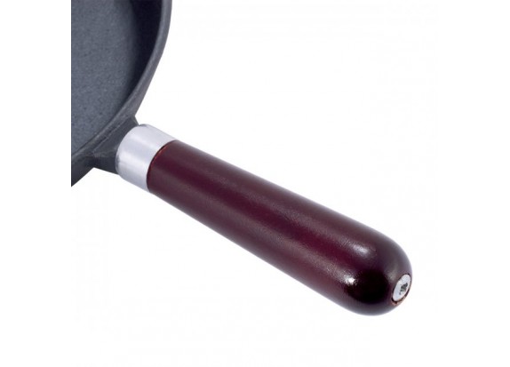 Сковорода чугунная 24.5см с деревянной ручкой Kamille для индукции и газа АМА-4810V