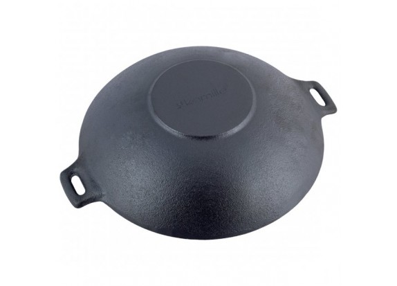 Сковорода чугунная Wok 30 см со стеклянной крышкой Kamille для индукции и газа АМА-4814V