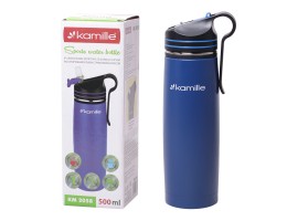 Спортивний термос-пляшка Kamille 500мл із нержавіючої сталі з трубочкою та кліпсою АМА-2058