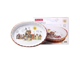 Форма керамическая для запекания 2.1л (33*24*4.5см) овальная с ротанговой корзинкой АМА 6300