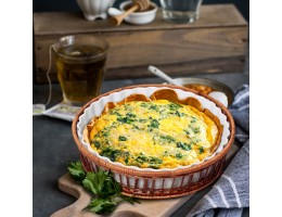 Форма керамическая для запекания 2.1л (29*29*5см) круглая Kamille с ротанговой корзинкой АМА 6305