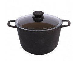 Кастрюля чугунная 6 л со стеклянной крышкой Биол БЛ 0206С