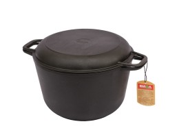 Кастрюля чугунная 3 л с крышкой-сковородой 20 см Биол БЛ 0203