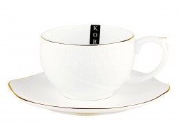 Чашка фарфор белая 240мл с блюдцем ИТ 508610-А 