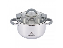 Каструля 1.9 л зі скляною кришкою 16 см Vincent VC-3180-16