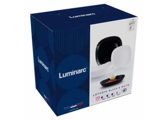 Столовый сервиз на 6 персон Luminarc Lotusia WhiteBlack 19 предметов (Q3022)
