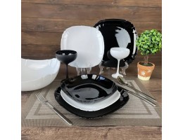 Столовий сервіз на 6 персон Luminarc Lotusia WhiteBlack 19 предметів (Q3022)